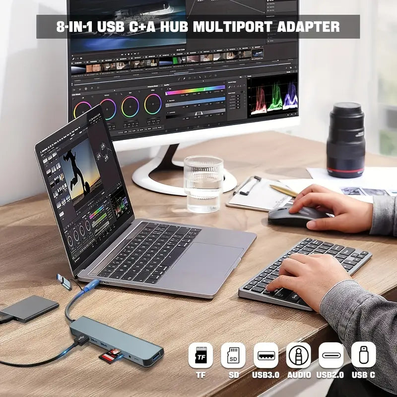 8-in-1 Multi-function USB Expander Dock, USB PC Hub